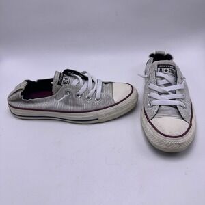 Converse Shoreline Slip On Womens Size 7 Striped Pinstripe Gray White Sneakers